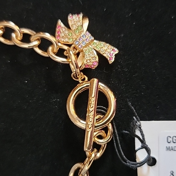 NWT COACH Bow Pavé Chain Link Bracelet - Picture 2 of 6